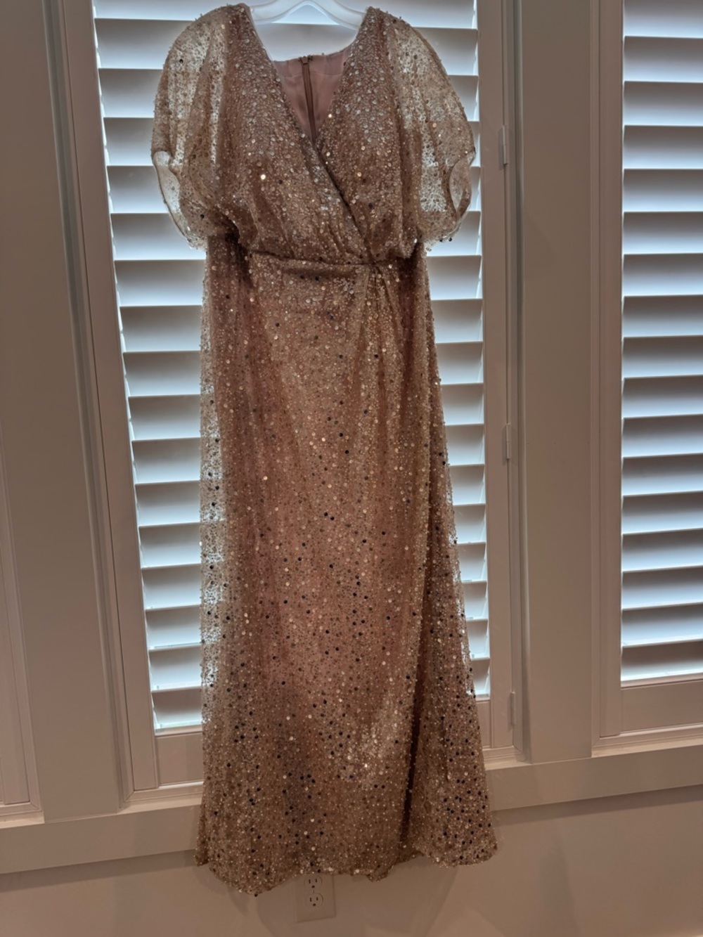 Oleg Cassini Gold Sequin Wedding Dress